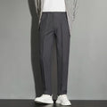 Men's straight-leg suit trousers in chemical fibre blend available in multiple colours and sizes