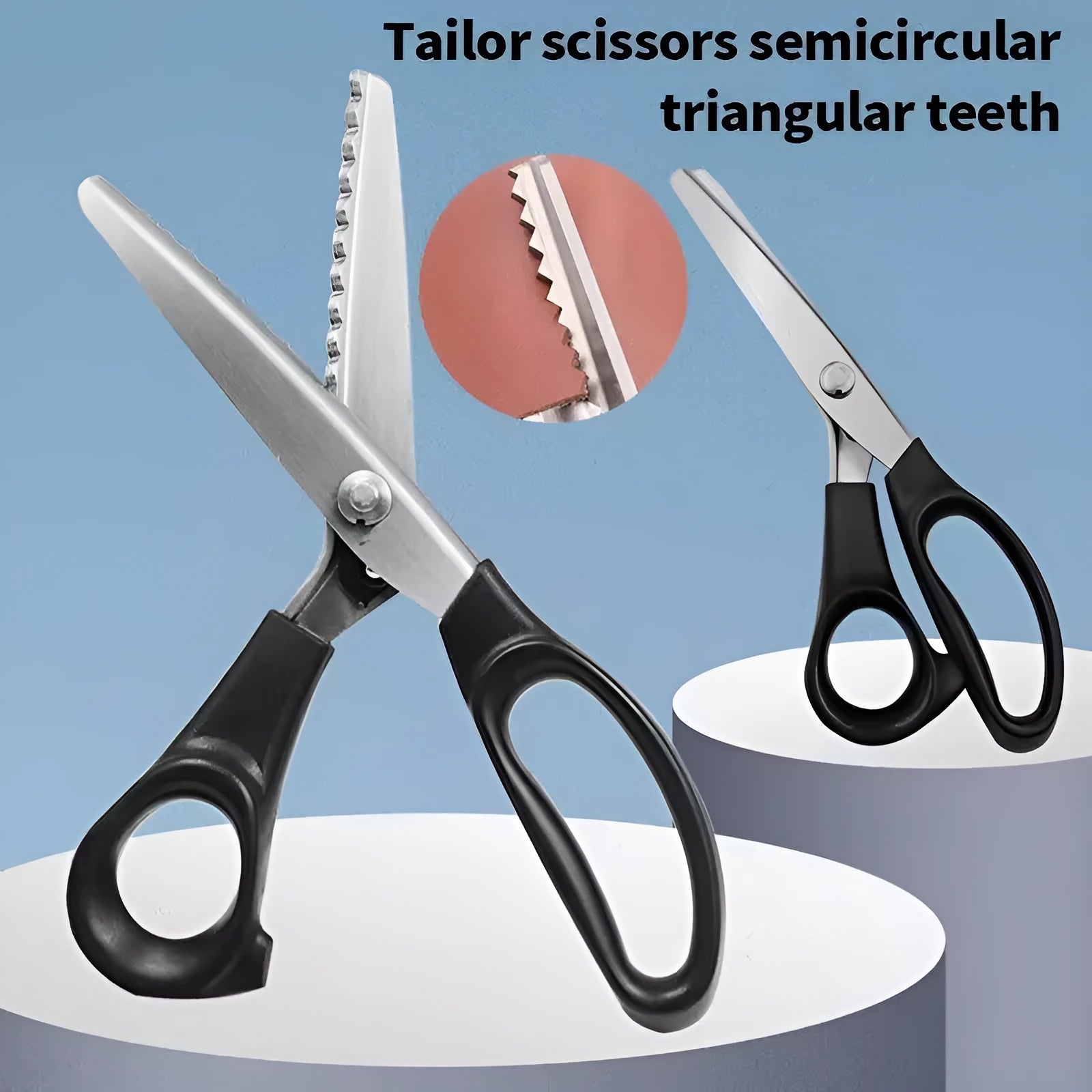 Stainless steel wave tooth saw scissors with zigzag blade for fabric cutting