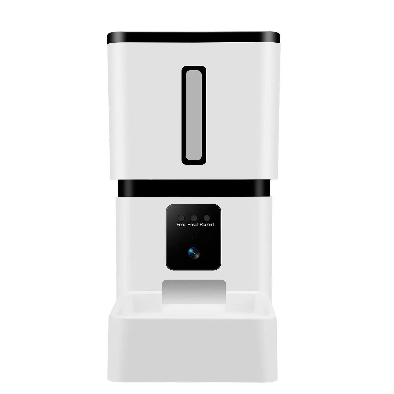 White smart pet feeder with 8L WiFi automatic timing for dogs and cats on a table