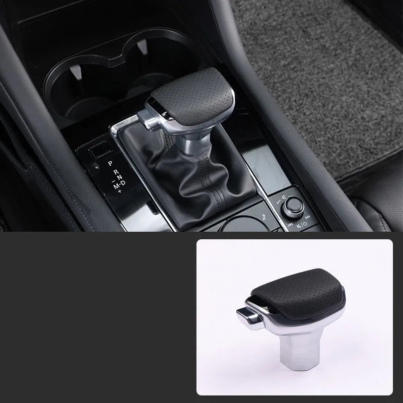 Genuine leather gear shift knob decoration for car interior in black colour