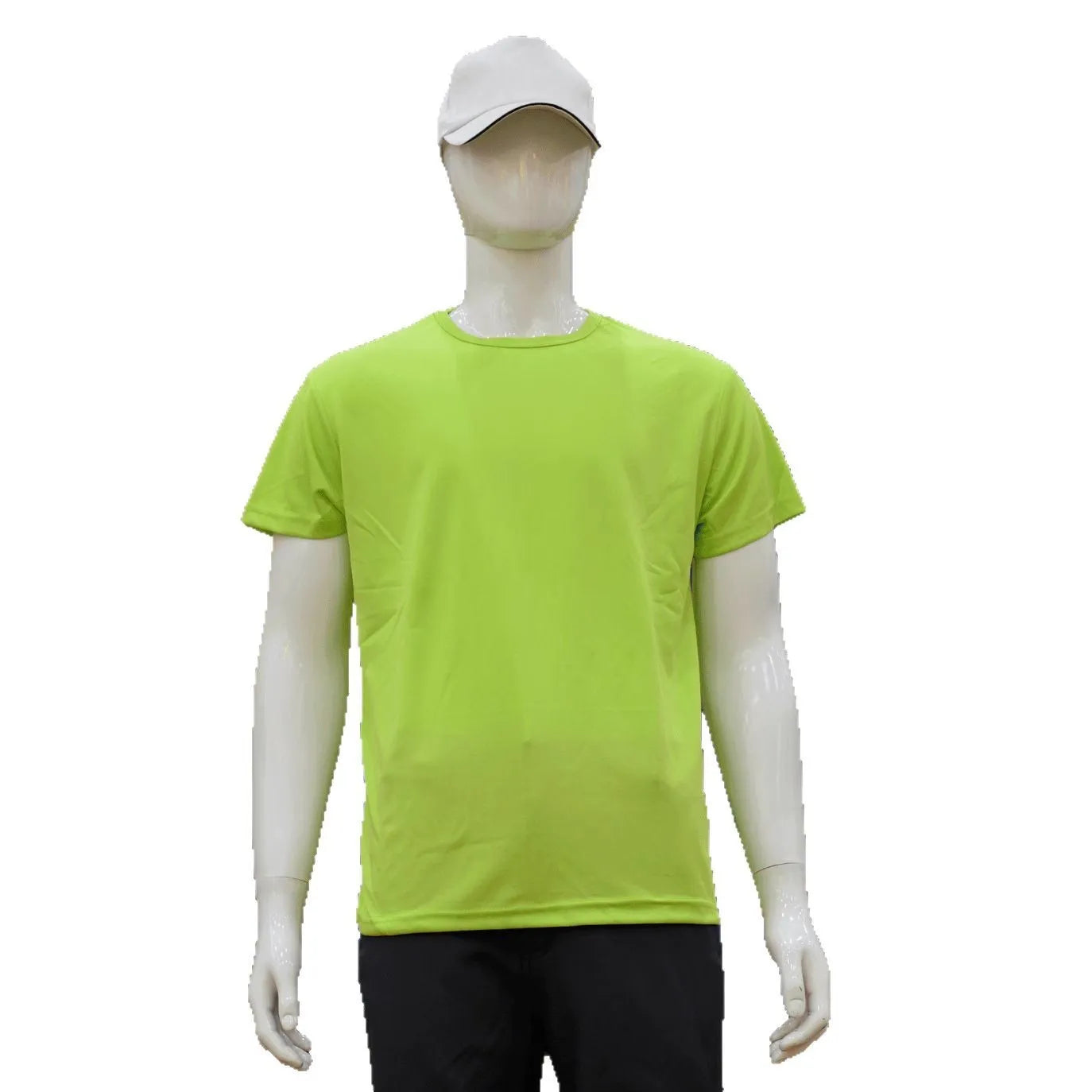 Man wearing a slim fit quick-dry short sleeve T-shirt in a solid colour.
