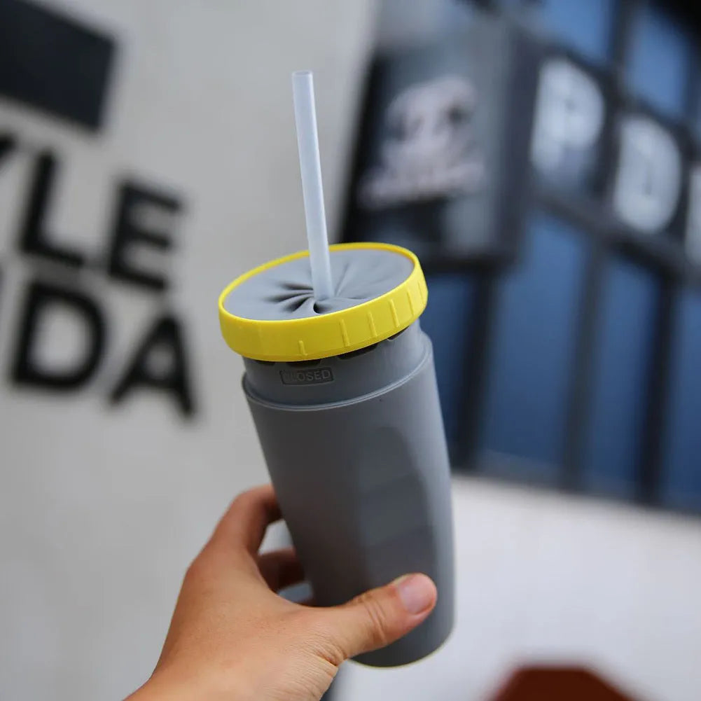Double wall insulated travel mug with twist seal silicone membrane in cartoon design