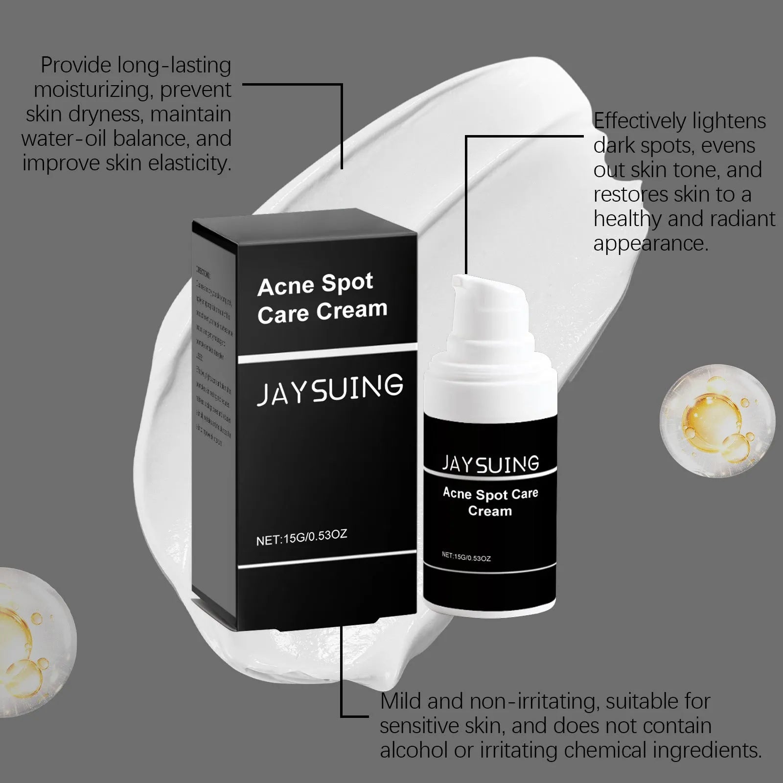 15g tube of hydrating acne cream with mint leaf, tea tree oil and aloe leaf ingredients