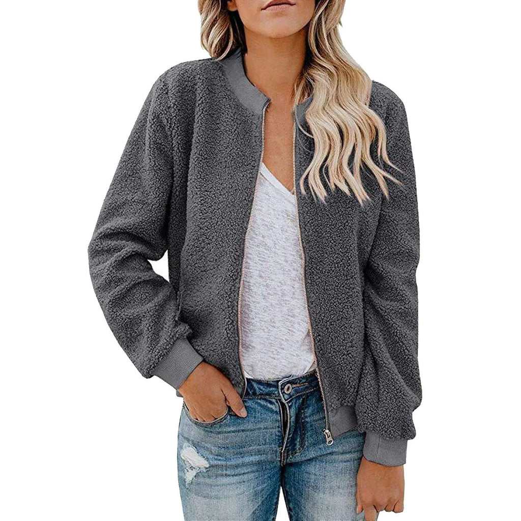 Lambswool zipper jacket coat top for women in multiple colours