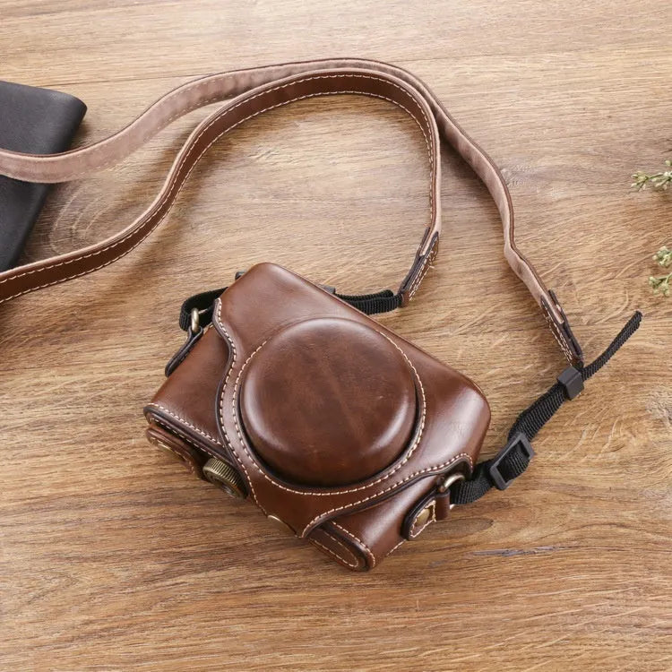 Imitation leather crossbody card camera bag in black with wear-resistant anti-seismic protection for home storage