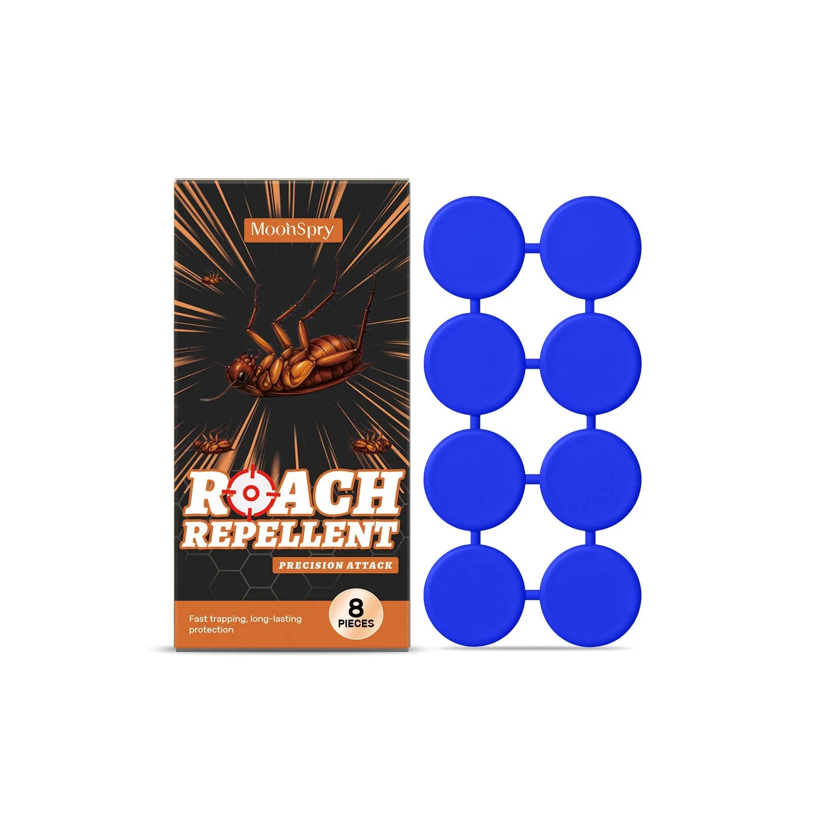 Cockroach control kit showing bait stickers and glue traps for indoor kitchen pest management
