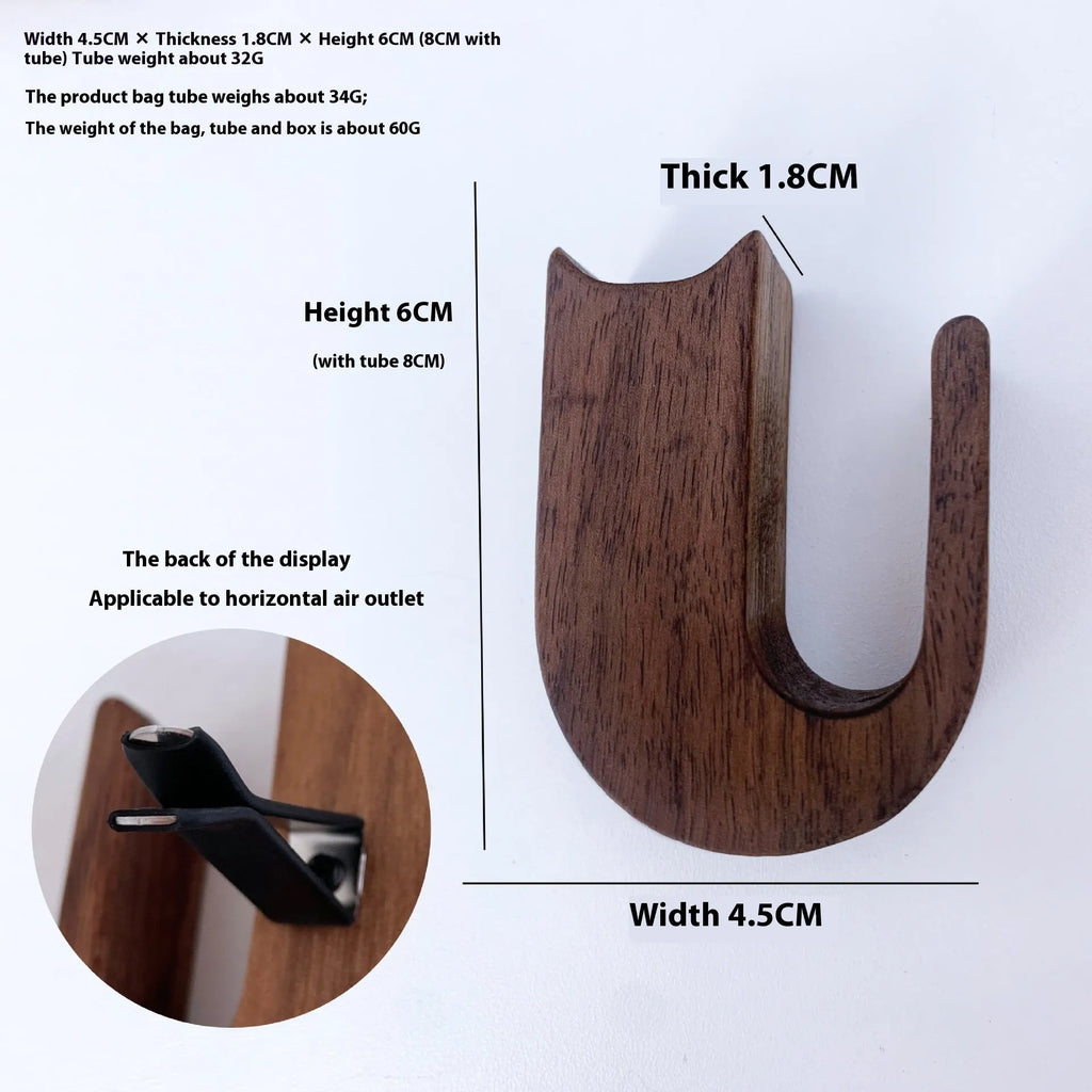 Wooden car vent decorative vase black walnut cat-shaped clip model on car air vent