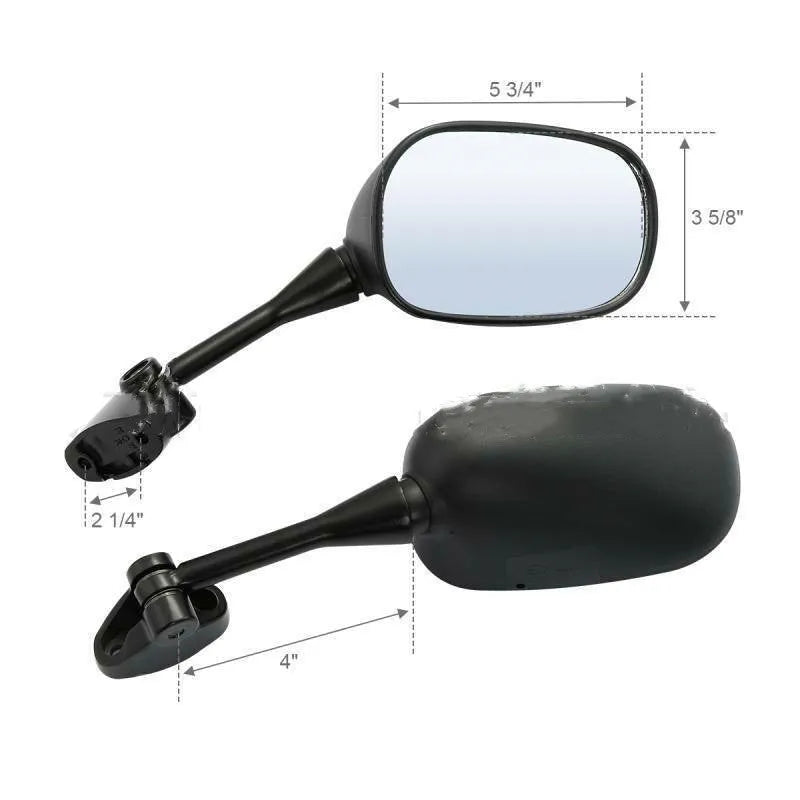 Pair of black plastic motorcycle rearview mirrors with reflector for Honda VFR800 2002-2008