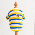 Embroidered fluffy polyester dog cat jacket in striped colour, XS-XXL chest 30-55cm