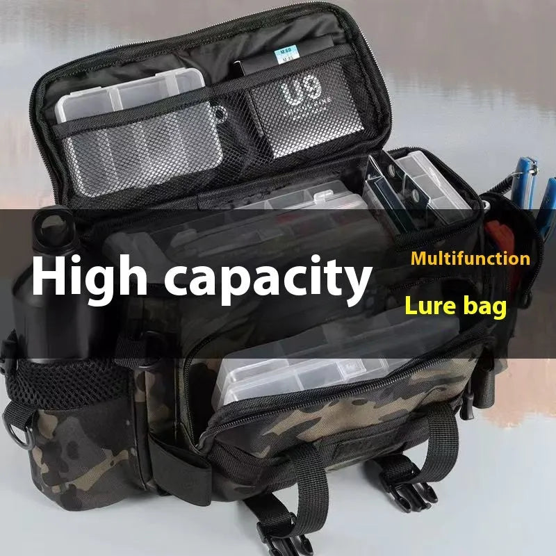Luya crossbody multi functional fishing storage bag in Camouflage M colour made from Oxford cloth