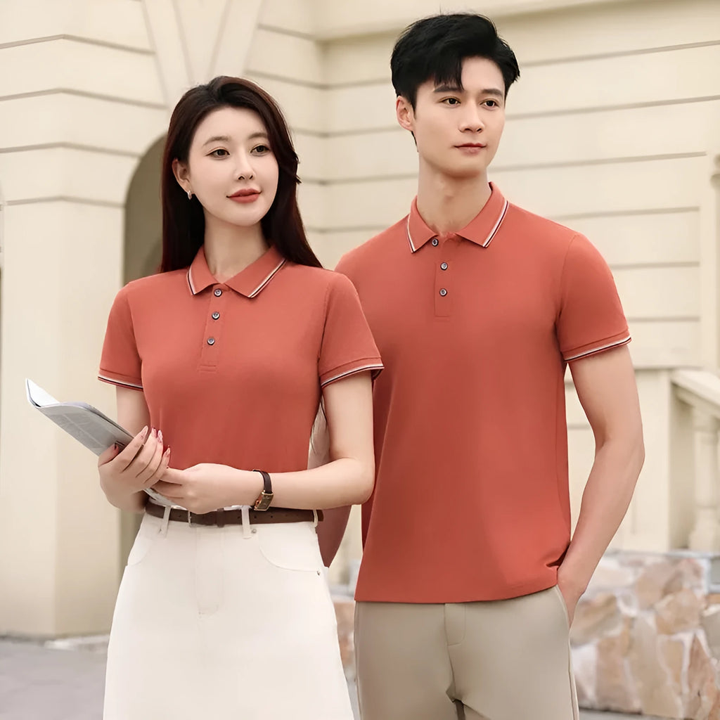 Ice silk polo shirt in army green colour with copper ammonia fibre construction