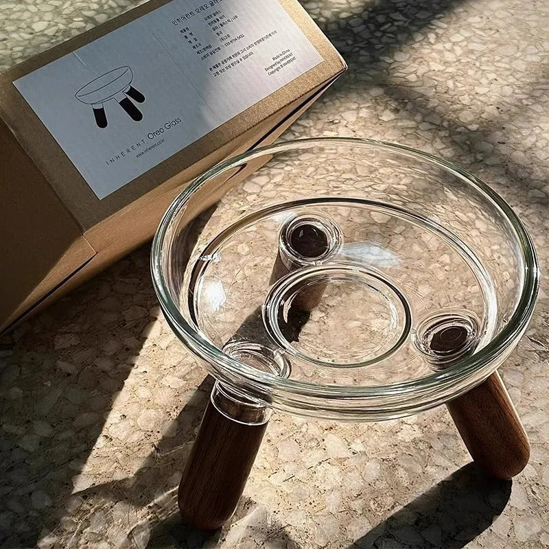 Plastic pet bowl with glass bowl light colour shelf not easy to knock over for cats and dogs