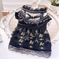 Golden gothic-style flared skirt for a small dog or cat on a white background.