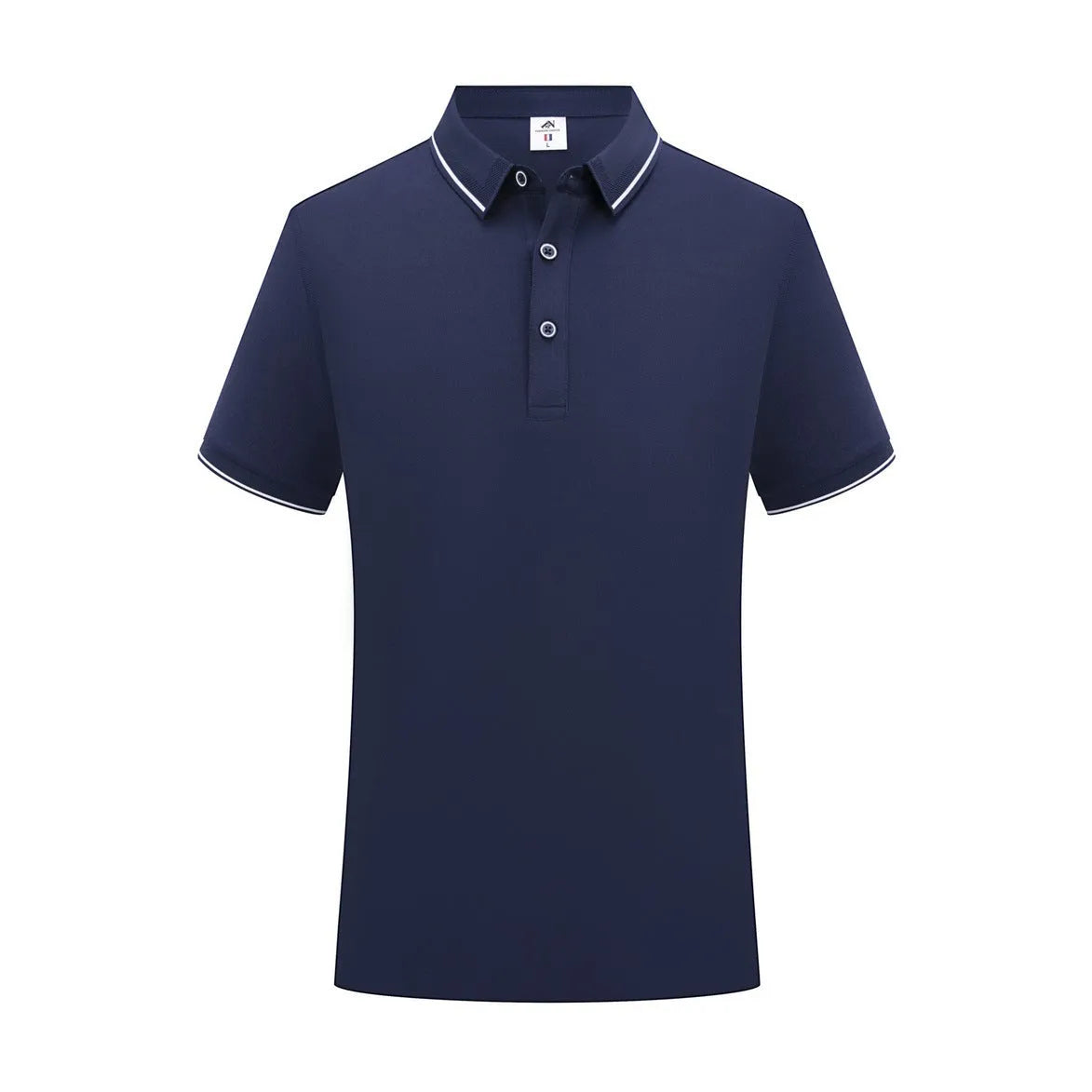 Short-sleeved polo work shirt for beauticians in cool silk cotton fabric with asymmetrical design