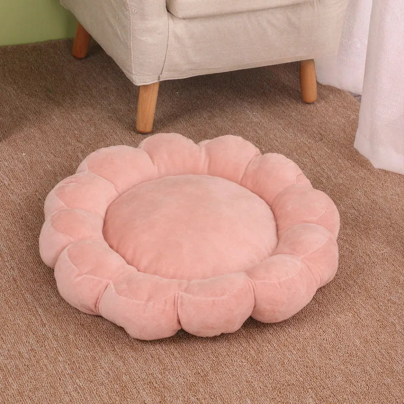 Blue half-surrounded plush pet nest bed measuring 50x50cm for cats and small dogs