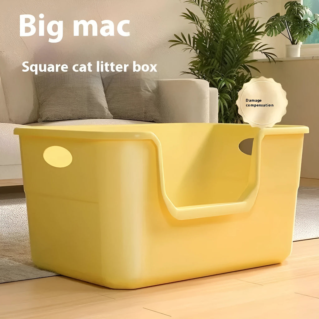 Oversized splash-proof cat litter box in multiple colours with extra large litter scoop