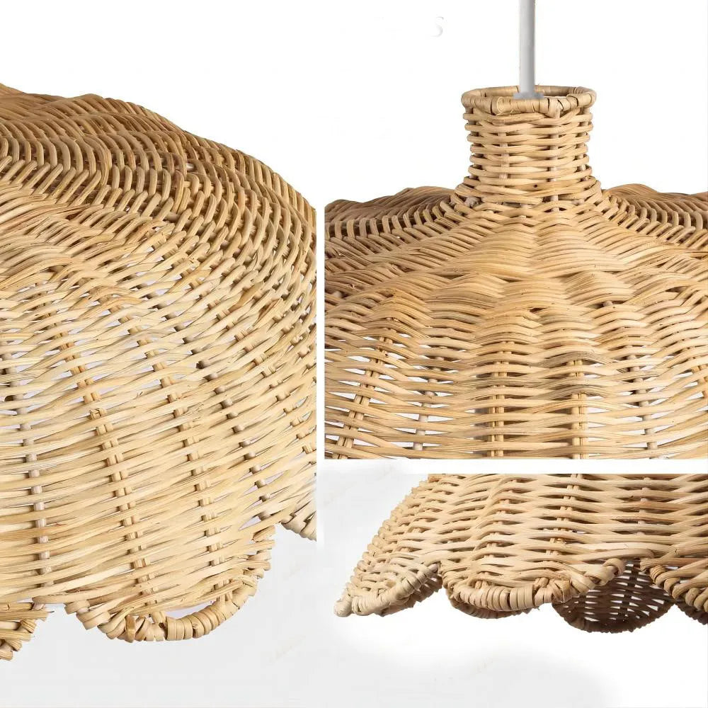 Nordic style rattan lampshade 65x25CM bamboo woven acrylic pendant light for hotel restaurant