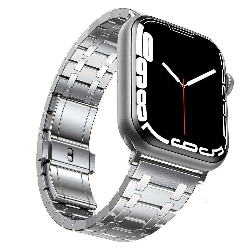 Stainless steel watch band in black, gold, rose gold, or silver for Apple 38-45mm and 22mm fittings