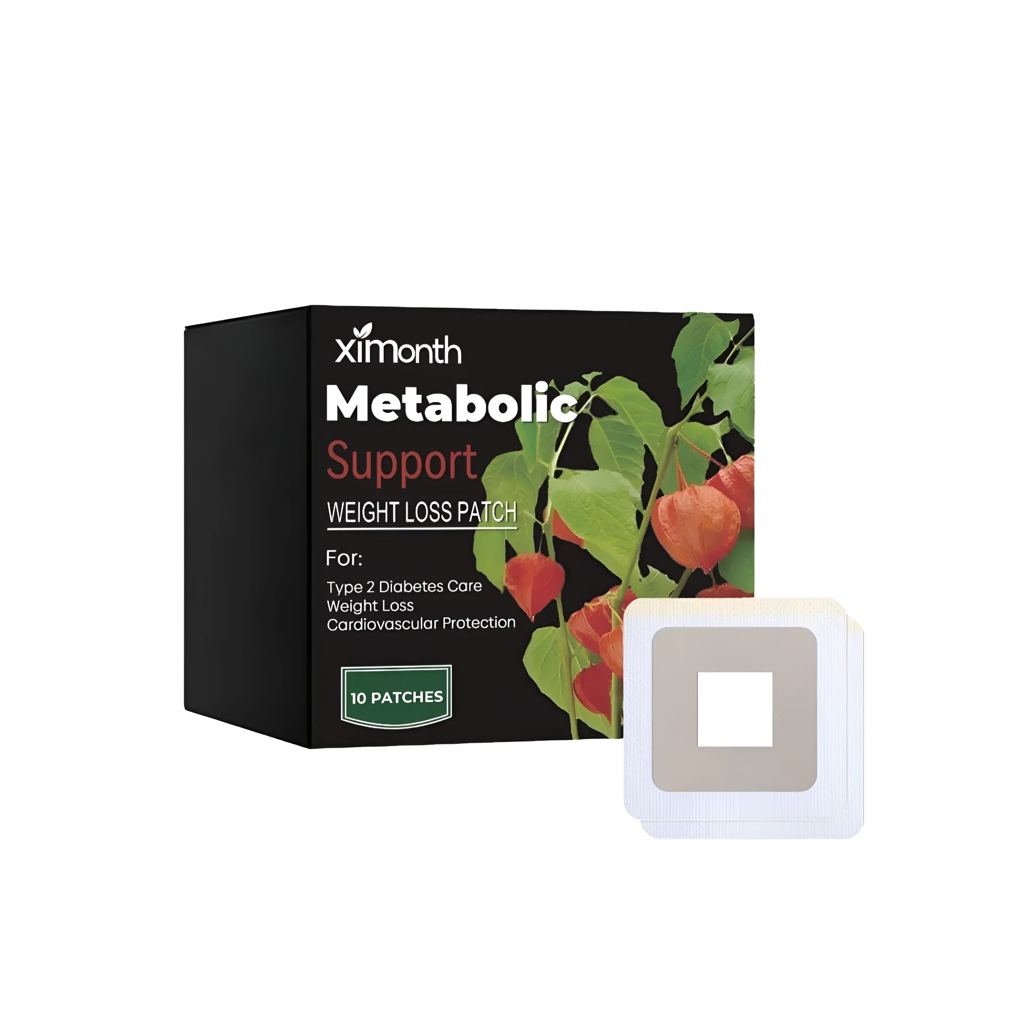 Pack of 10 weight loss patches with active ingredients including turmeric and marine collagen