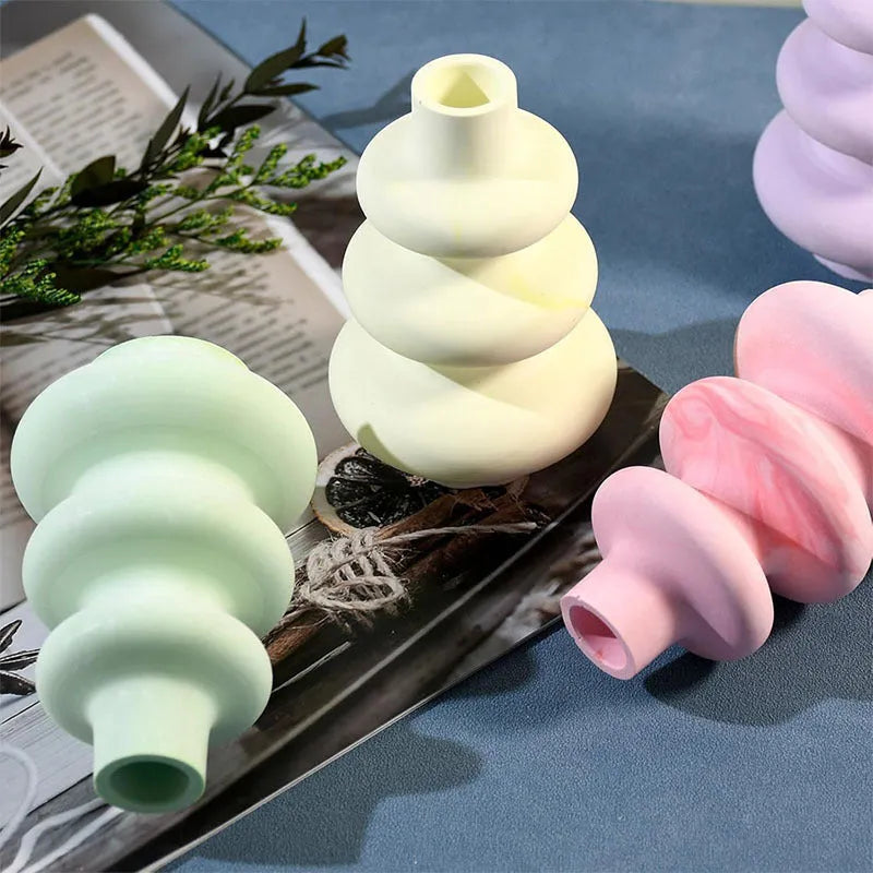 Silicone mould for three-layer circle vase ornaments in irregular shape
