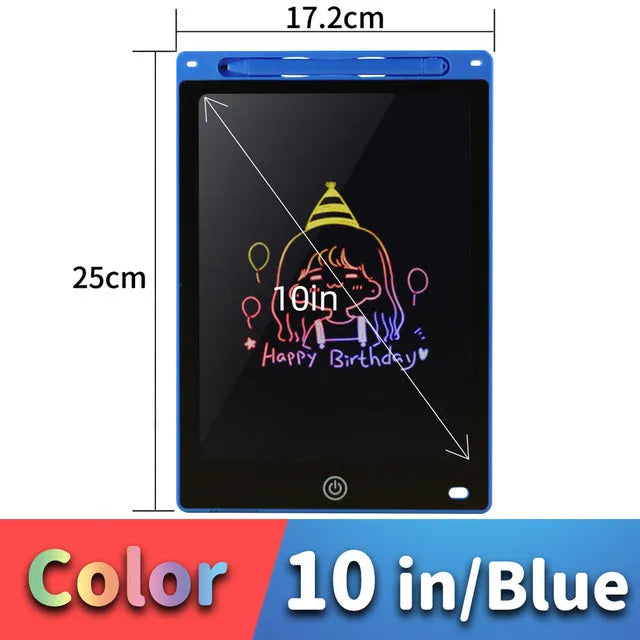 LCD writing tablet for children with plastic stylus in multiple sizes and colours