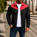Men's windproof jacket in green with high collar and colour matching zipper