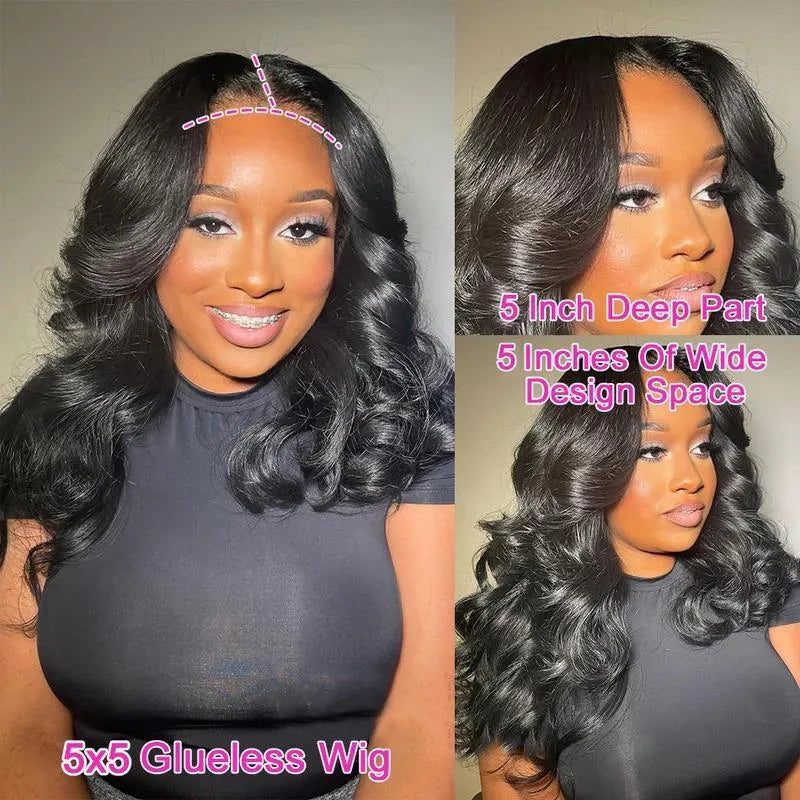 Women's black human hair lace front wig with natural hairline and elastic band on mannequin head
