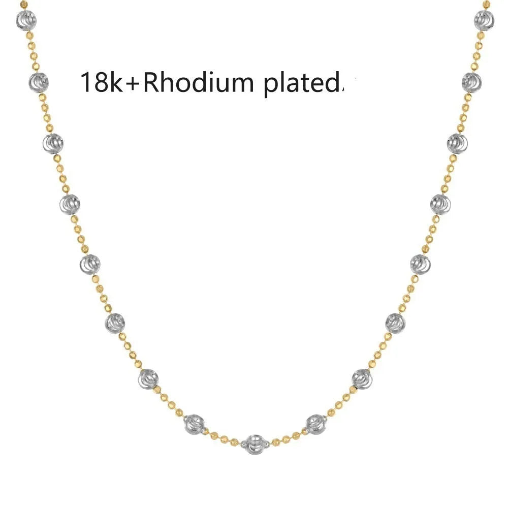 925 silver moon tooth bead clavicle necklace for women electroplated gold silver colour round pendant chain