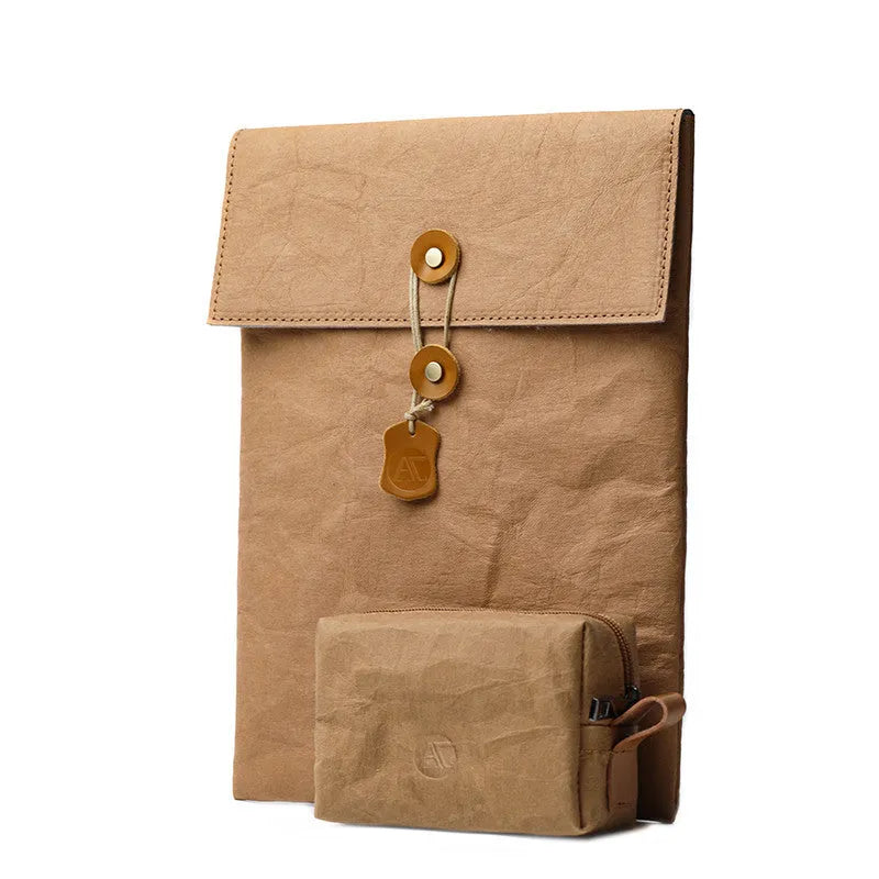 Non-magnetic notebook computer bag liner in paper yellow washed kraft paper for 13 inch laptop