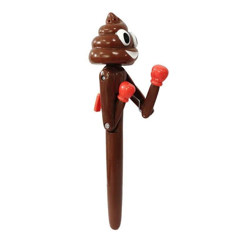 Novelty poop boxing creative tricky ballpoint pen in dark coffee colour made of plastic