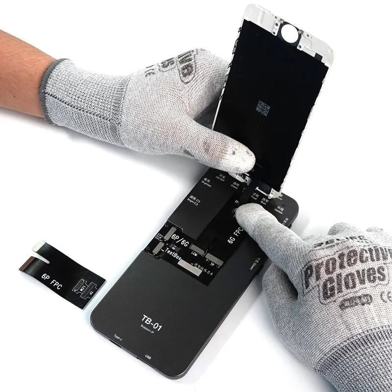 Mobile phone screen diagnostic tester with connection cables for smartphone display testing