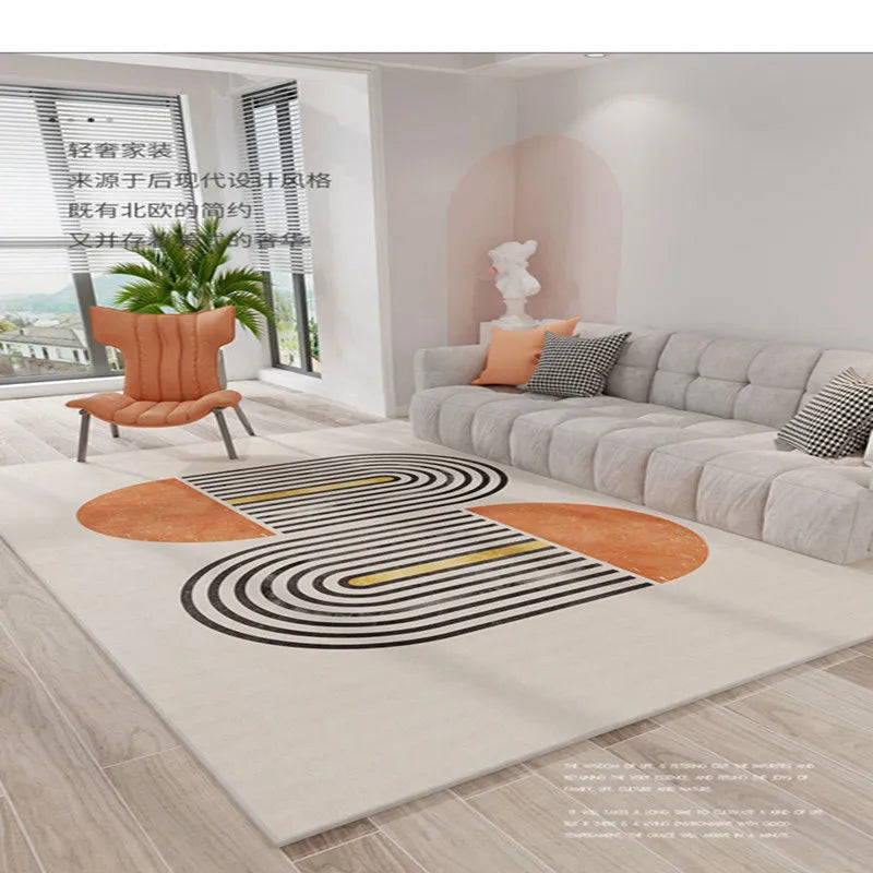 Geometric pattern blended rectangle living room carpet in European American style, available in sizes from 60x90cm to 200x300cm