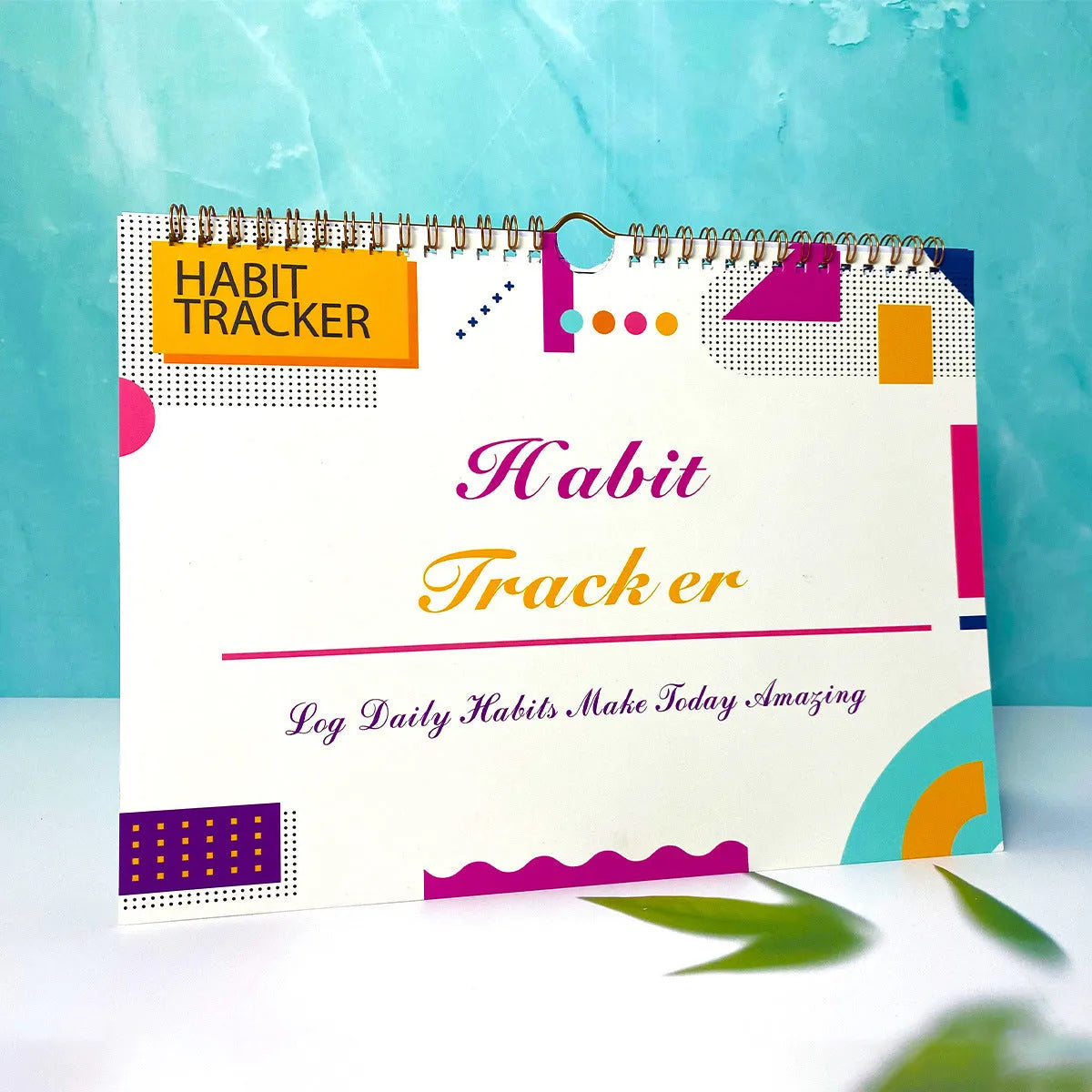 English habit tracking book with 12 pages in A5 size, available in four two-tone colours