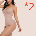 Plus size women's stretch sling one-piece shapewear in black nylon with hip lift and belly contracting functions