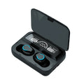 Mini sports in-ear Bluetooth headset with charging bay in black, touch controls, and magnetic nano-charging