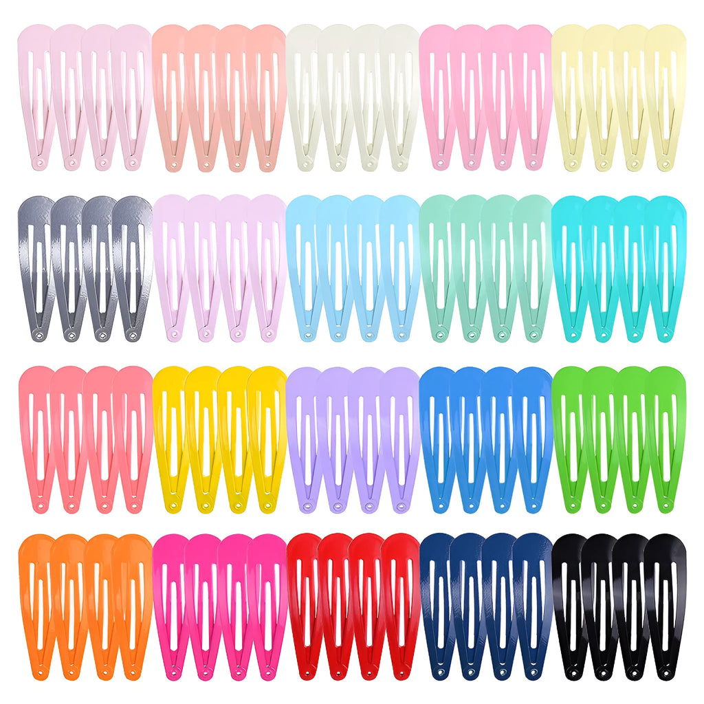 80-piece set of assorted coloured metal hair clips laid out, with a 2-inch barrette shown separately.