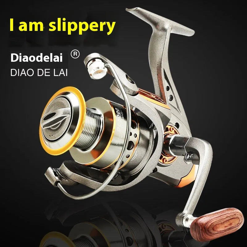 DC all-metal spool fishing reel in gray gold finish, 3000 model size