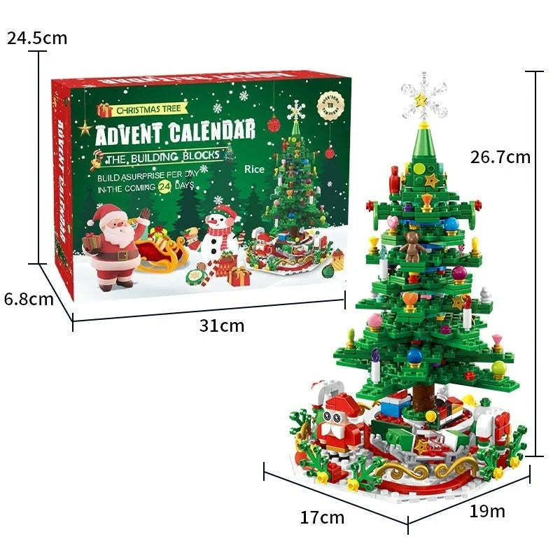 Christmas tree building block set with surprise blind box for kids