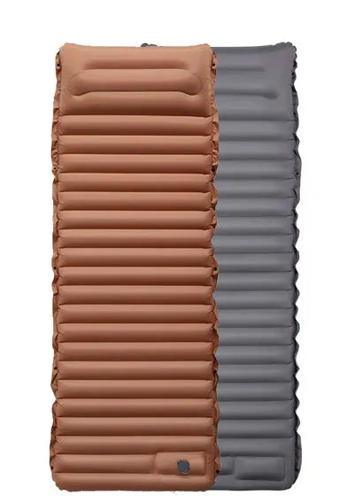 Camping foot type automatic portable inflatable bed 190x70x10cm blue with green colour on grass
