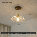 Japanese style walnut wood and brass ceiling lamp with tricolor light for entrance hallway