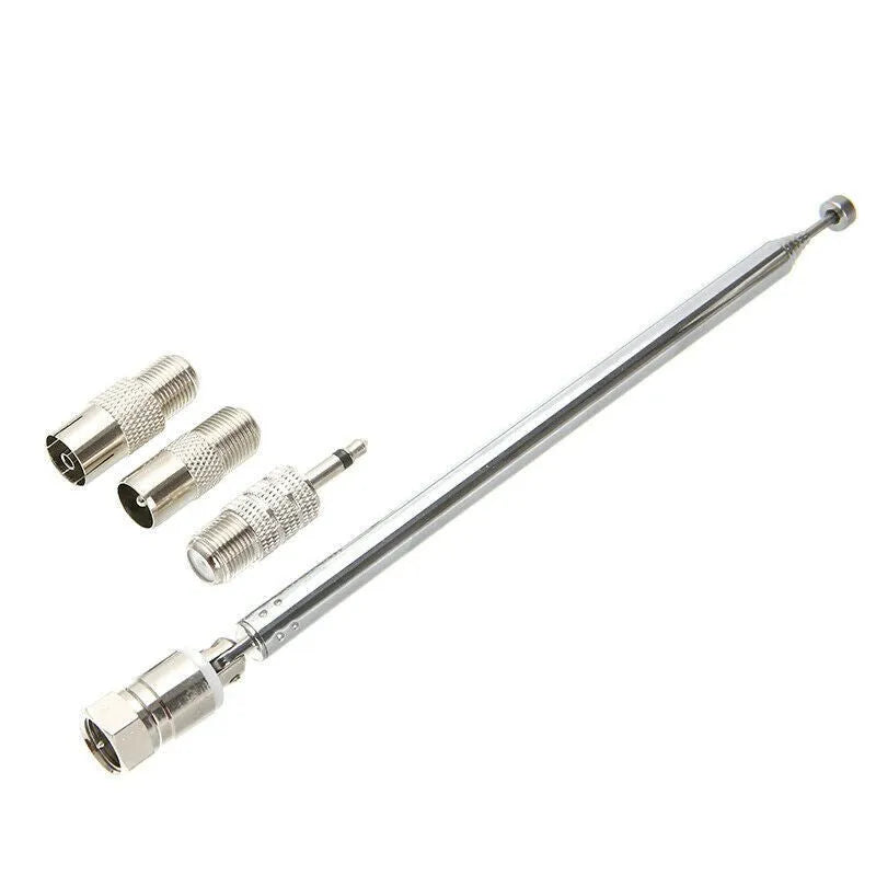 Five-piece metal antenna set with F head quick plug connectors, regular specification, silver colour.