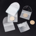 Transparent PVC soft coin pouch 5.2x5.5+3.8cm on white background