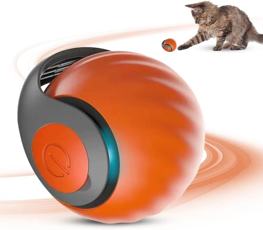 Blue interactive rolling ball pet toy with touch control activation for cats and dogs