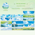 Japanese paper decorative tape roll with sky-themed designs including colourful clouds and purple nebulae
