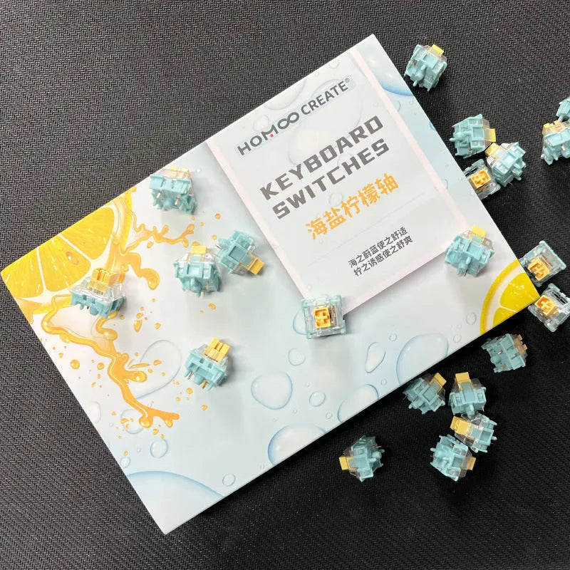 36 Sea Salt Lemon PRO Mute tactile keyboard switches for mechanical keyboards on a white background.