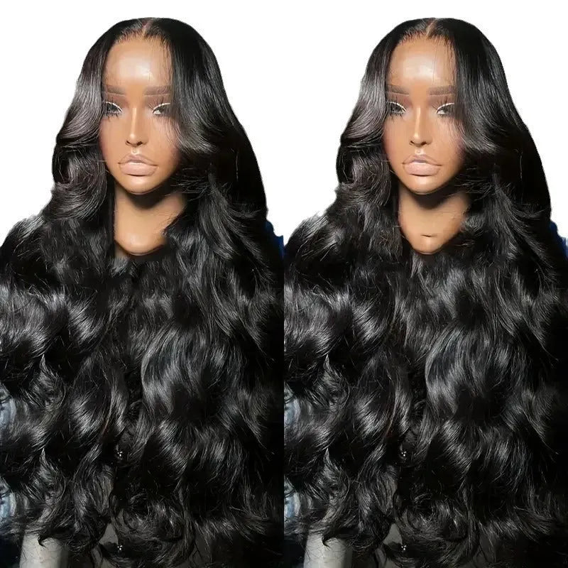 Natural high-temperature fibre front lace wig with medium big wave and side bangs in light gold colour