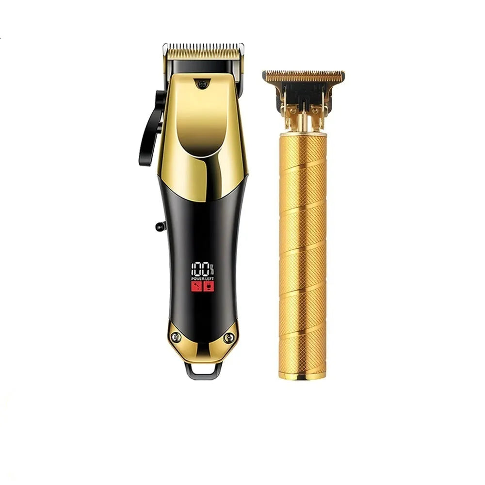 Gold spiral professional hair clipper suit with rechargeable brushless motor and shaver