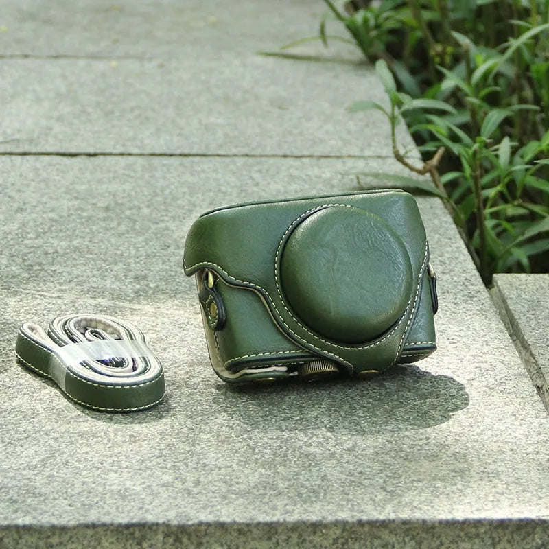 Imitation leather crossbody card camera bag in black with wear-resistant anti-seismic protection for home storage