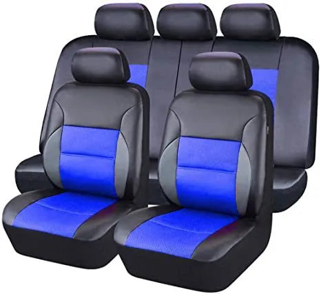 Universal artificial leather car seat cover set in a choice of colours on a car seat.