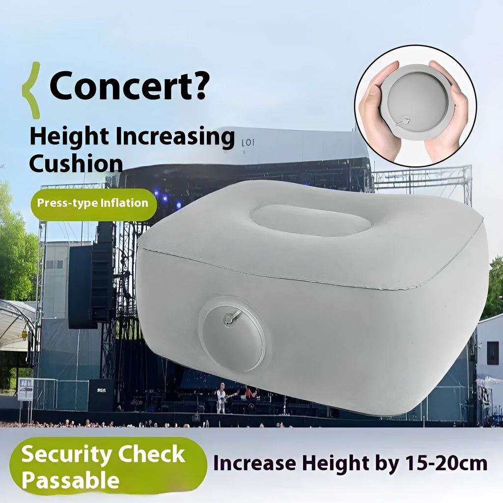 Press inflatable folding seat cushion with flocked texture shown inflated and deflated
